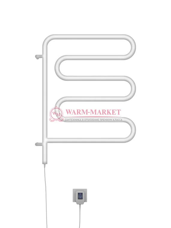 Ш-образный поворотный электрический полотенцесушитель, белый