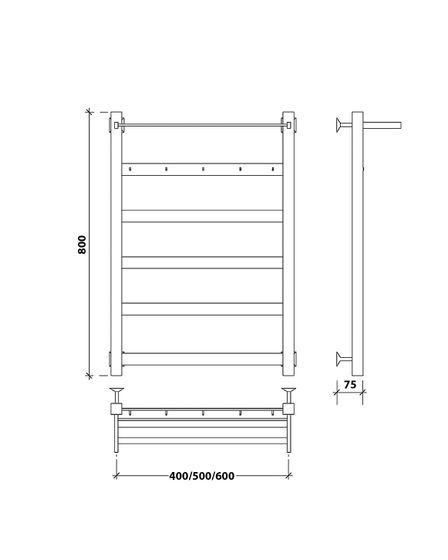 Водяной полотенцесушитель Secado Комано 1 КСП из нержавеющей стали, черный