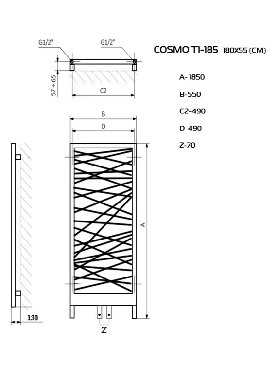 Cosmo - вертикальный дизайнерский полотенцесушитель из нержавеющей стали