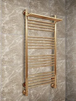 Bogema P Bronze - бронзовый водяной полотенцесушитель с греющей полкой, 500х500 мм