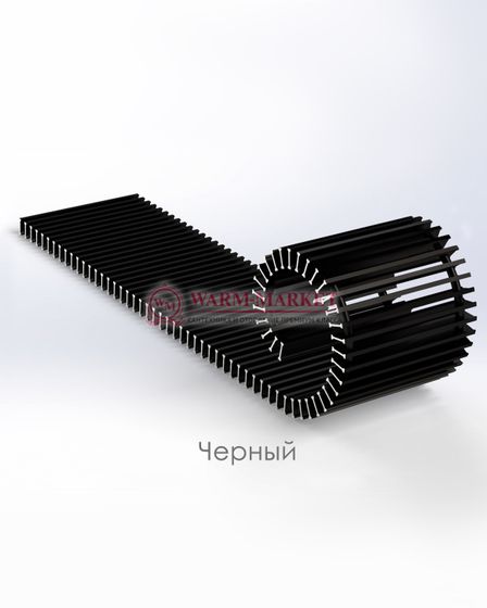 Конвектор внутрипольный Helios Therm Alpha (CIA) без вентилятора глубиной 110мм с алюминиевой решеткой черного цвета