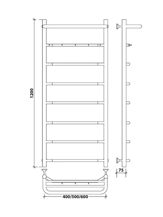Водяной полотенцесушитель Secado Агата 1 КСП из нержавеющей стали