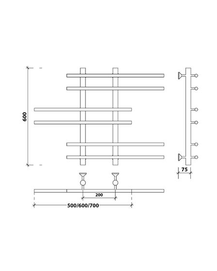 Водяной полотенцесушитель Secado Турин 5 из нержавеющей стали