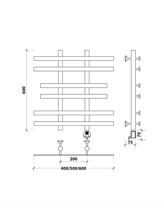 Электрический полотенцесушитель Secado Понтида 2 из нержавеющей стали