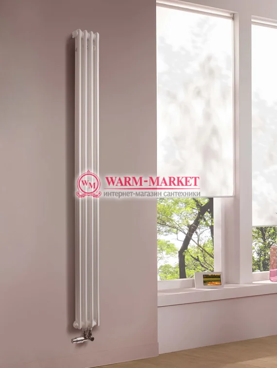 Вертикальный трубчатый радиатор Purmo Delta Lazerline 2180-4 секции, двухтрубный с нижним центральным подключением