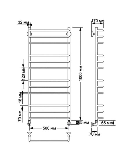 Водяной полотенцесушитель Secado Мерида 3 из латуни