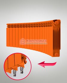 Rifar Base Flex V Ral 350 - цветной биметаллический радиусный радиатор с нижним подключением