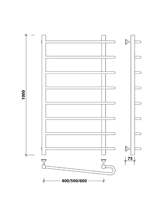 Водяной полотенцесушитель Secado Венеция 2 из нержавеющей стали
