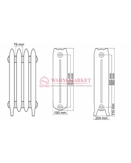 Чугунный радиатор Demir Dokum Historic 800
