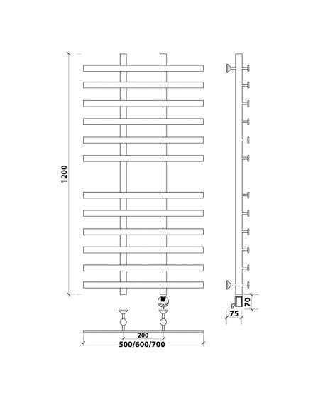 Электрический полотенцесушитель Secado Понтида 4 из нержавеющей стали