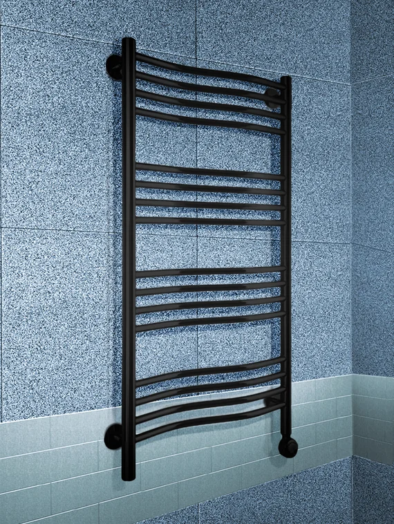 Fluid Black E - черный электрический полотенцесушитель слегка изогнутой формы