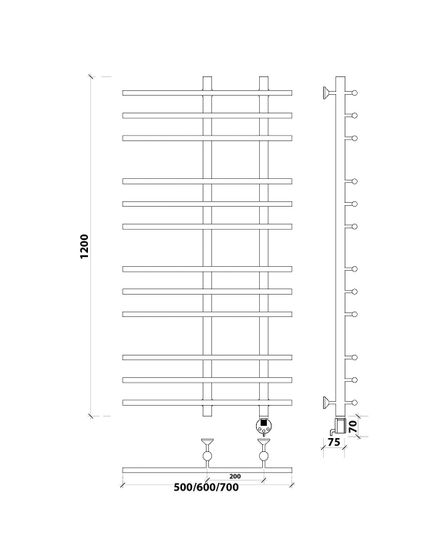 Электрический полотенцесушитель Secado Турин 3 из нержавеющей стали