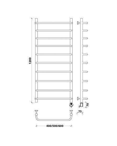 Электрический полотенцесушитель Secado Мерида 1 из нержавеющей стали
