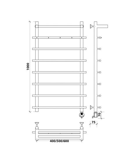 Электрический полотенцесушитель Secado Турин 1 КСП из нержавеющей стали