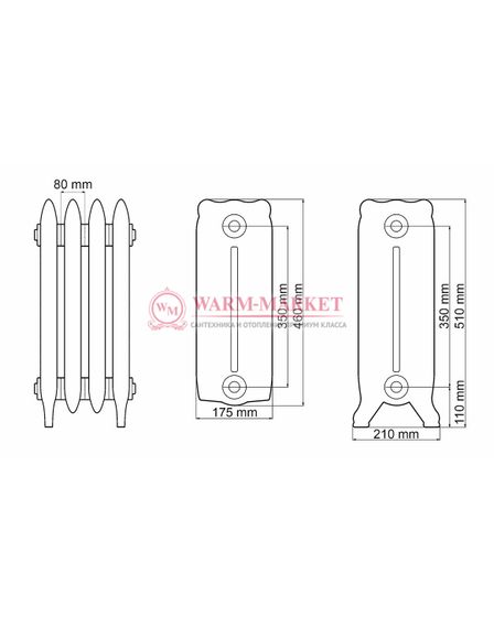 Чугунный радиатор Demir Dokum Nostalgia 350