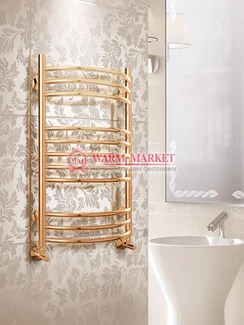 Forma Gold - Золотой полотенцесушитель шириной 400 мм, выпуклый вперед