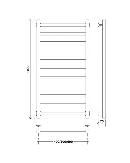 Водяной полотенцесушитель Secado Корсико 3 из нержавеющей стали, черный