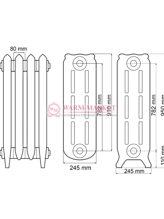 Чугунный радиатор Chappee Floreal 950