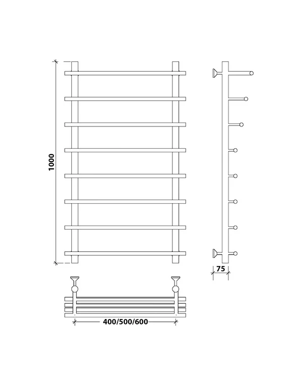 Водяной полотенцесушитель Secado Турин 6 из нержавеющей стали