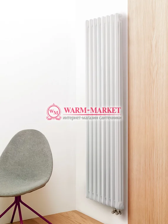 Вертикальный трубчатый радиатор Purmo Delta Lazerline 3180-8 секций, трехтрубный с нижним правым/левым подключением