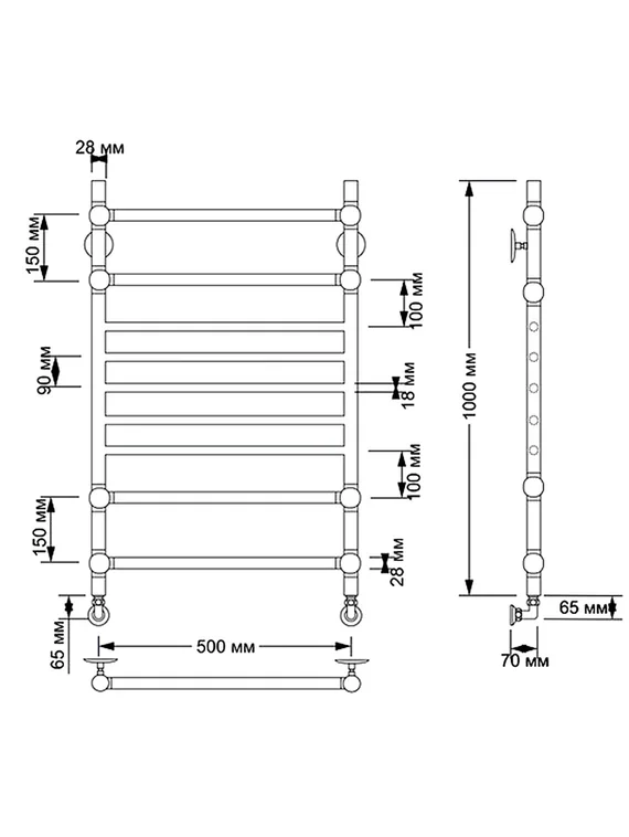 Электрический полотенцесушитель Secado Флоренция 4 из латуни