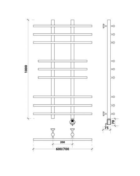 Электрический полотенцесушитель Secado Турин 2 из нержавеющей стали