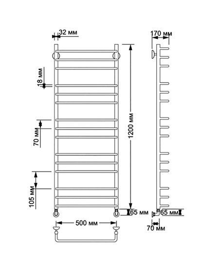 Водяной полотенцесушитель Secado Мерида 3 из латуни