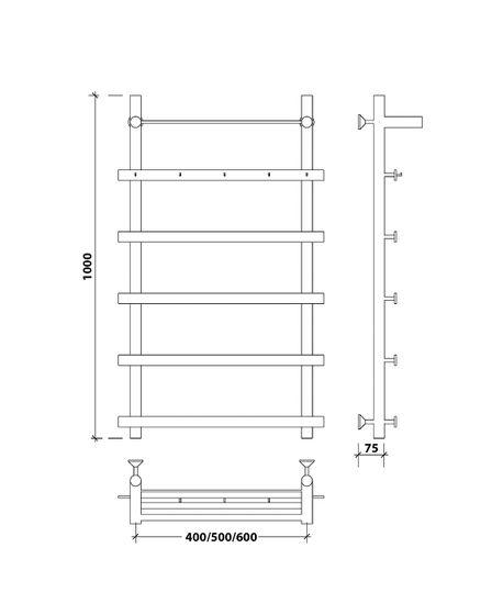 Водяной полотенцесушитель Secado Понтида 1 КСП из нержавеющей стали