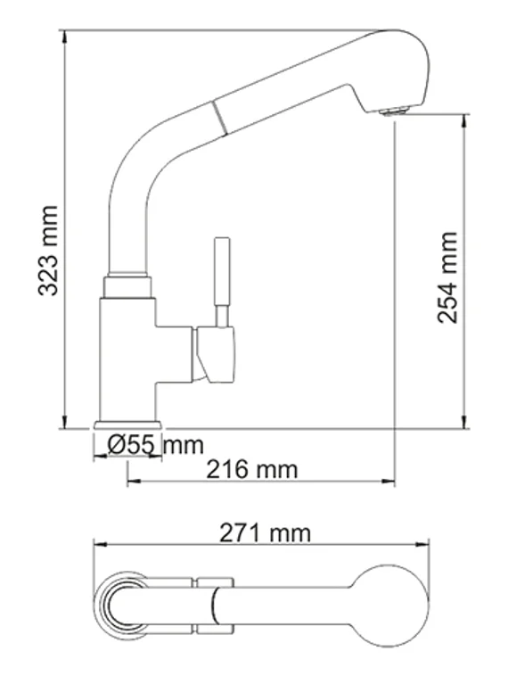 Смеситель для кухни черный Main 4166-Bl