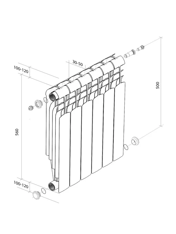 Радиатор Royal Thermo Vittoria Super VD 500 с нижним подключением