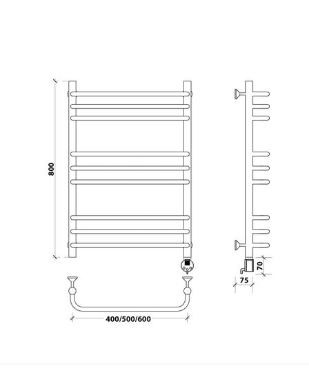 Электрический полотенцесушитель Secado Мерида 3 из нержавеющей стали