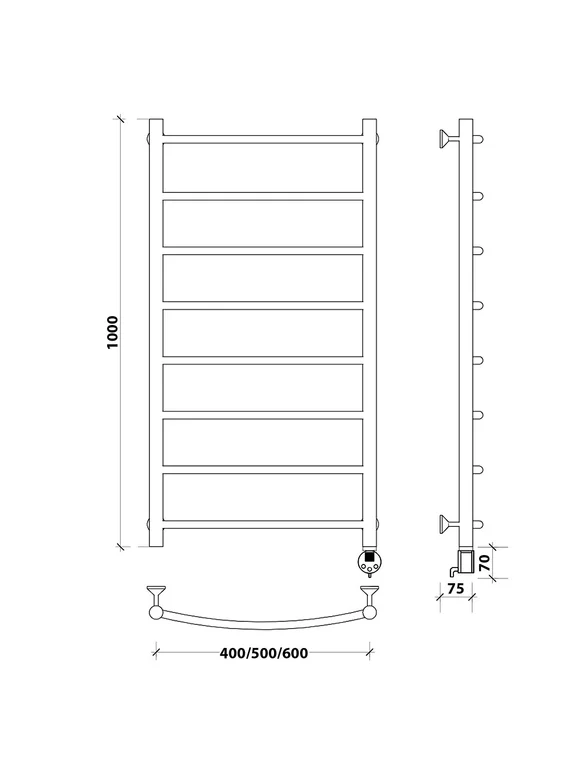 Электрический полотенцесушитель Secado Милан 1 из нержавеющей стали