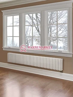 Трубчатый радиатор Purmo Delta 3037-38 секций, трехтрубный с нижним правым/левым подключением с вентилем.