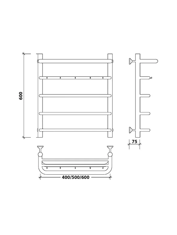 Водяной полотенцесушитель Secado Мерида 1 КСП из нержавеющей стали