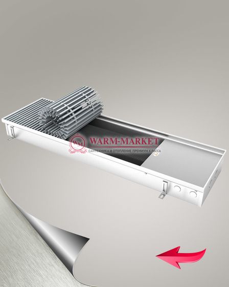 Внутрипольный конвектор Eva KC без вентилятора шириной 258 мм (с алюминиевой решеткой натурального цвета)