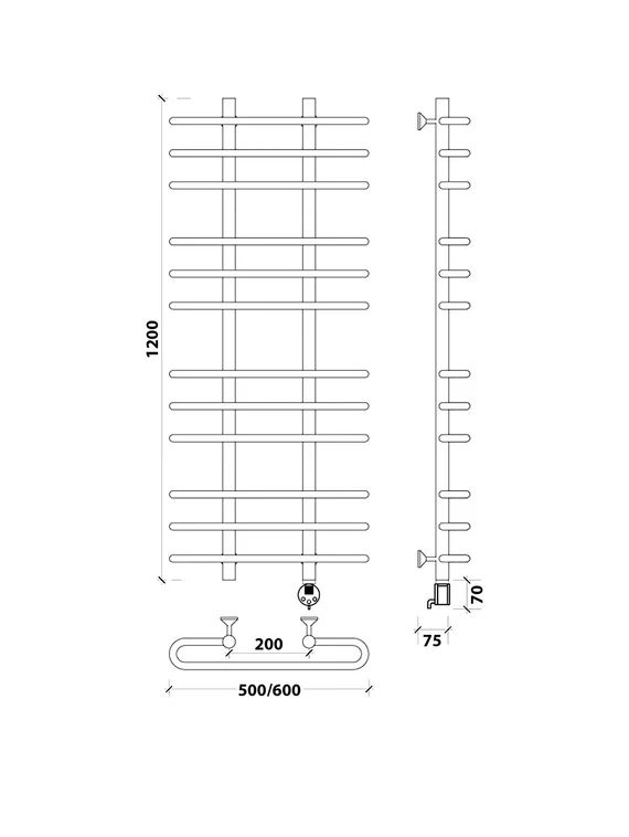 Электрический полотенцесушитель Secado Венеция 3 из нержавеющей стали