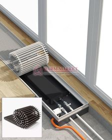 Конвектор внутрипольный Helios Therm Alpha (CIA) без вентилятора глубиной 95мм с алюминиевой решеткой шоколадного цвета