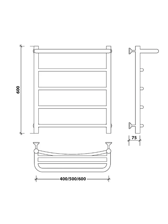 Водяной полотенцесушитель Secado Милан 1 СП из нержавеющей стали