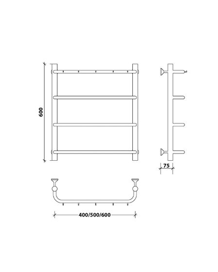 Водяной полотенцесушитель Secado Мерида 1 К из нержавеющей стали