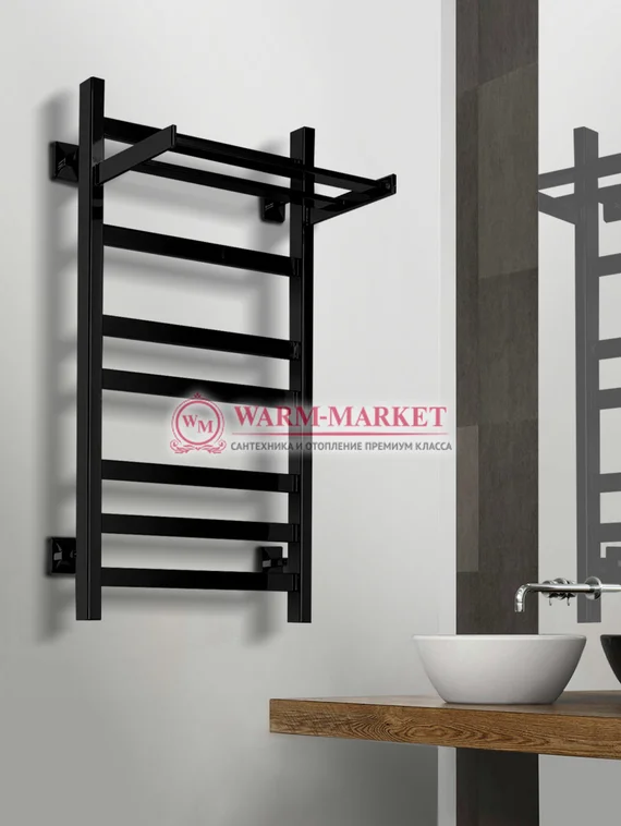 Quadro V 30+ водяной полотенцесушитель из квадратного и прямоугольного профиля с полкой