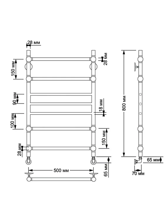 Водяной полотенцесушитель Secado Флоренция 4 из латуни