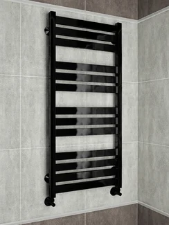 Latte Black - черный дизайн полотенцесушитель с квадратными вертикалями.