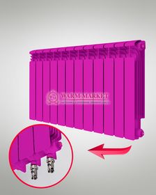 Rifar Alum VL Ral 500 - цветной алюминиевый радиатор с нижним левым подключением