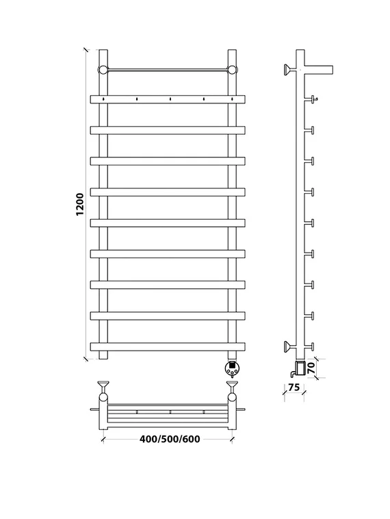 Электрический полотенцесушитель Secado Понтида 1 КСП из нержавеющей стали
