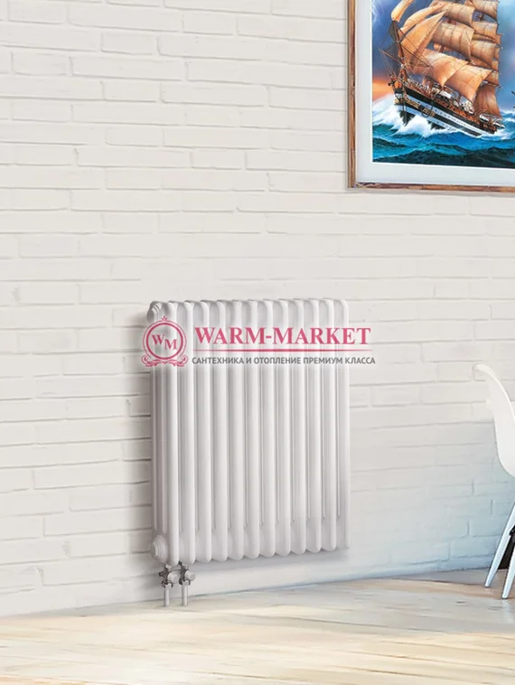 Трубчатый радиатор Dia Norm 3057 трехтрубный, нижнее правое/левое подключение с вентилем