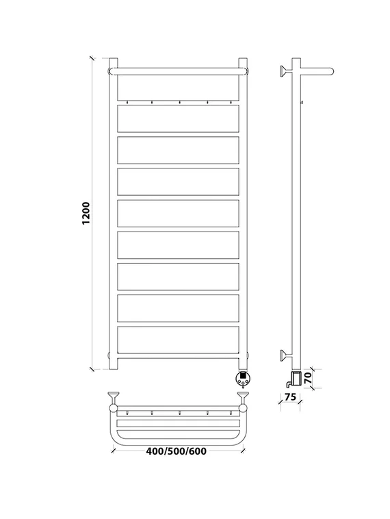 Электрический полотенцесушитель Secado Триада 1 КСП из нержавеющей стали