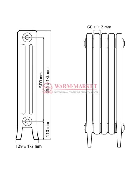 Loft 500 - чугунный дизайн радиатор