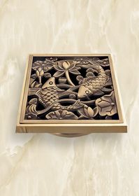 Бронзовая решетка Fish 100х100 мм.