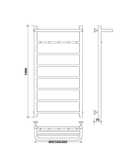 Водяной полотенцесушитель Secado Триада 1 КСП из нержавеющей стали