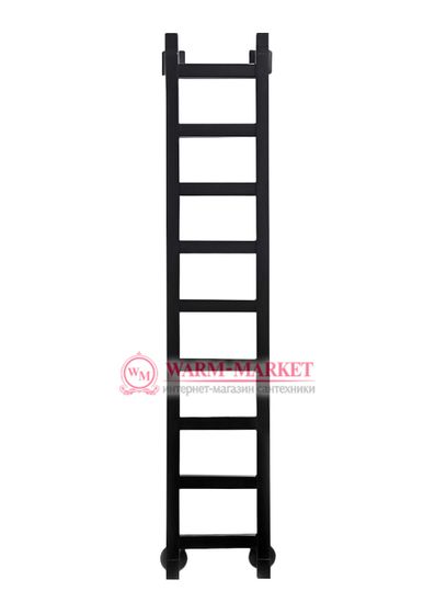 Quadro 1 800х230 - узкий водяной полотенцесушитель из нержавеющей стали 230 мм. черного цвета